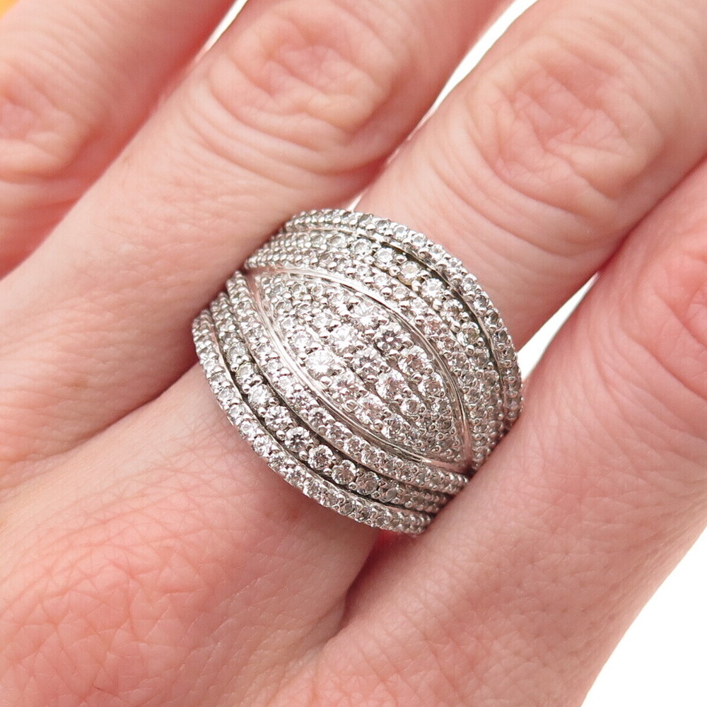 925 Sterling Silver Round-Cut C Z Sparkle Ring Size 7